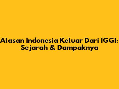 Alasan Indonesia Keluar Dari IGGI: Sejarah & Dampaknya