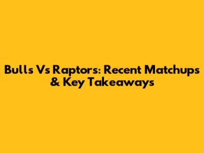 Bulls Vs Raptors: Recent Matchups & Key Takeaways