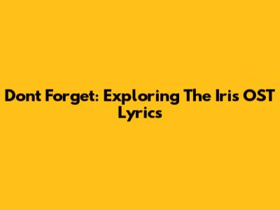 Don't Forget: Exploring The Iris OST Lyrics