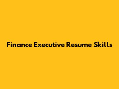 Finance Executive Resume Skills