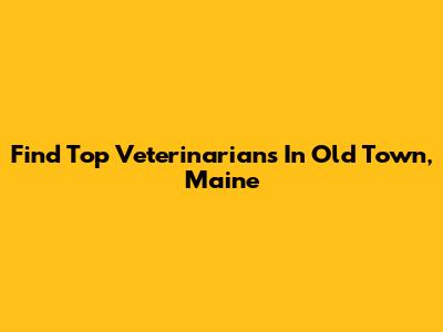 Find Top Veterinarians In Old Town, Maine