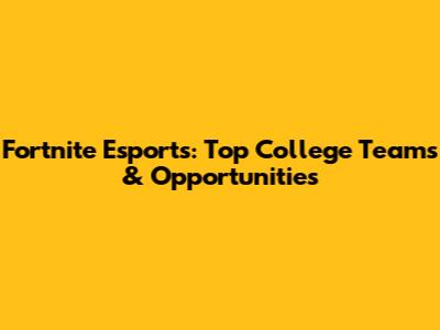 Fortnite Esports: Top College Teams & Opportunities
