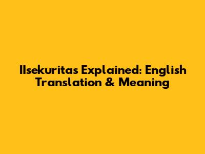 IIsekuritas Explained: English Translation & Meaning
