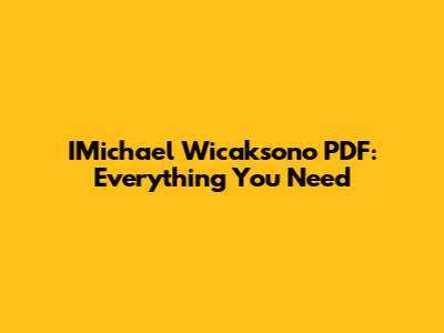 IMichael Wicaksono PDF: Everything You Need