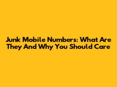 Junk Mobile Numbers: What Are They And Why You Should Care