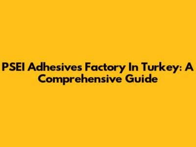 PSEI Adhesives Factory In Turkey: A Comprehensive Guide