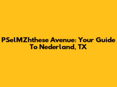 PSelMZhthese Avenue: Your Guide To Nederland, TX
