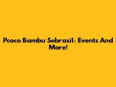 Pcoco Bambu Sebrasil: Events And More!