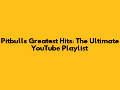 Pitbull's Greatest Hits: The Ultimate YouTube Playlist