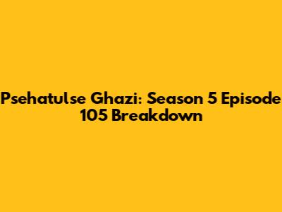 Psehatulse Ghazi: Season 5 Episode 105 Breakdown