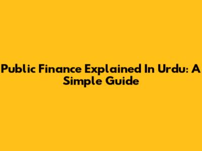 Public Finance Explained In Urdu: A Simple Guide