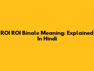 ROI ROI Binale Meaning: Explained In Hindi