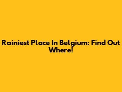 Rainiest Place In Belgium: Find Out Where!