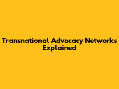 Transnational Advocacy Networks Explained
