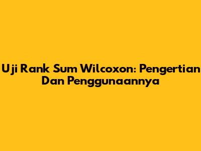 Uji Rank Sum Wilcoxon: Pengertian Dan Penggunaannya