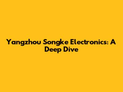 Yangzhou Songke Electronics: A Deep Dive